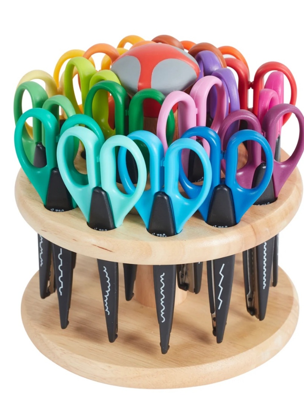 Craft 24-Piece Multicolor Decorative Scissors Set with Wooden Carousel